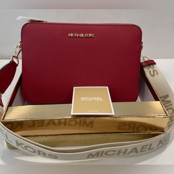 New MICHAEL KORS Large Crossbody Red LEATHER BAG - Picture 16 of 16